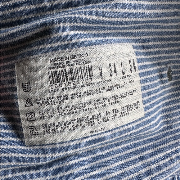 Dickies Hickory Stripe Railroad Overalls denim unisex Medium 34x34 - Picture 14 of 14